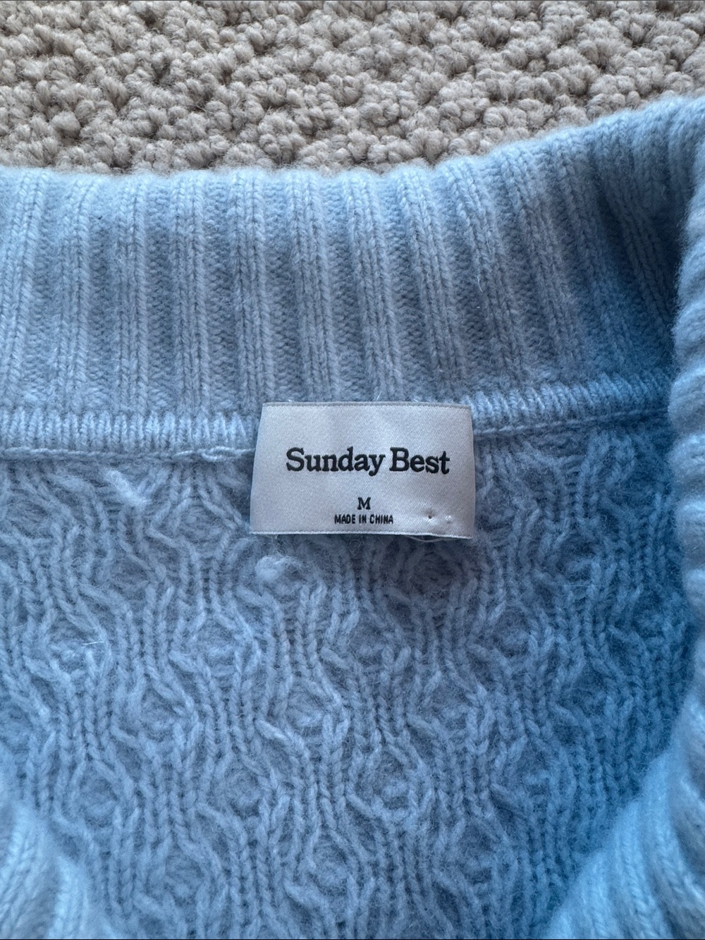 Aritzia Sunday Best Light Blue Cable Knit Zip-Up Sweater - Picture 3 of 5